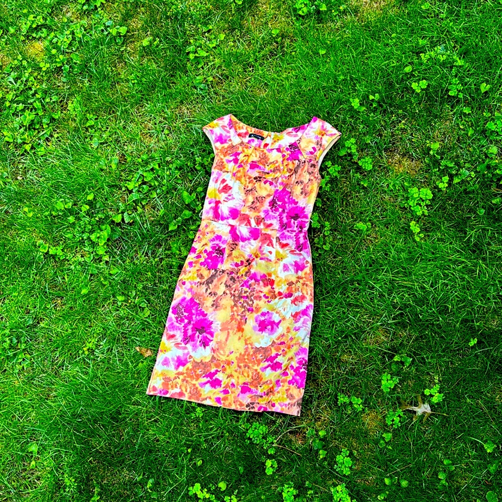 Water color floral print body dress